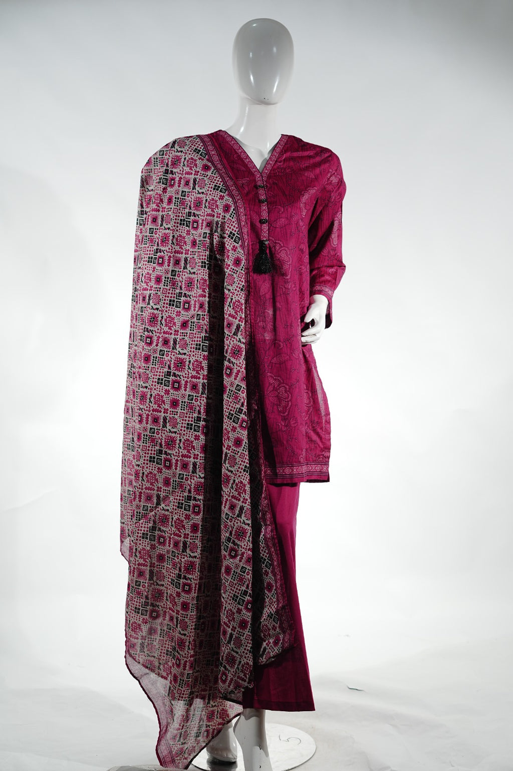 Ajrak Charm - Red Rose