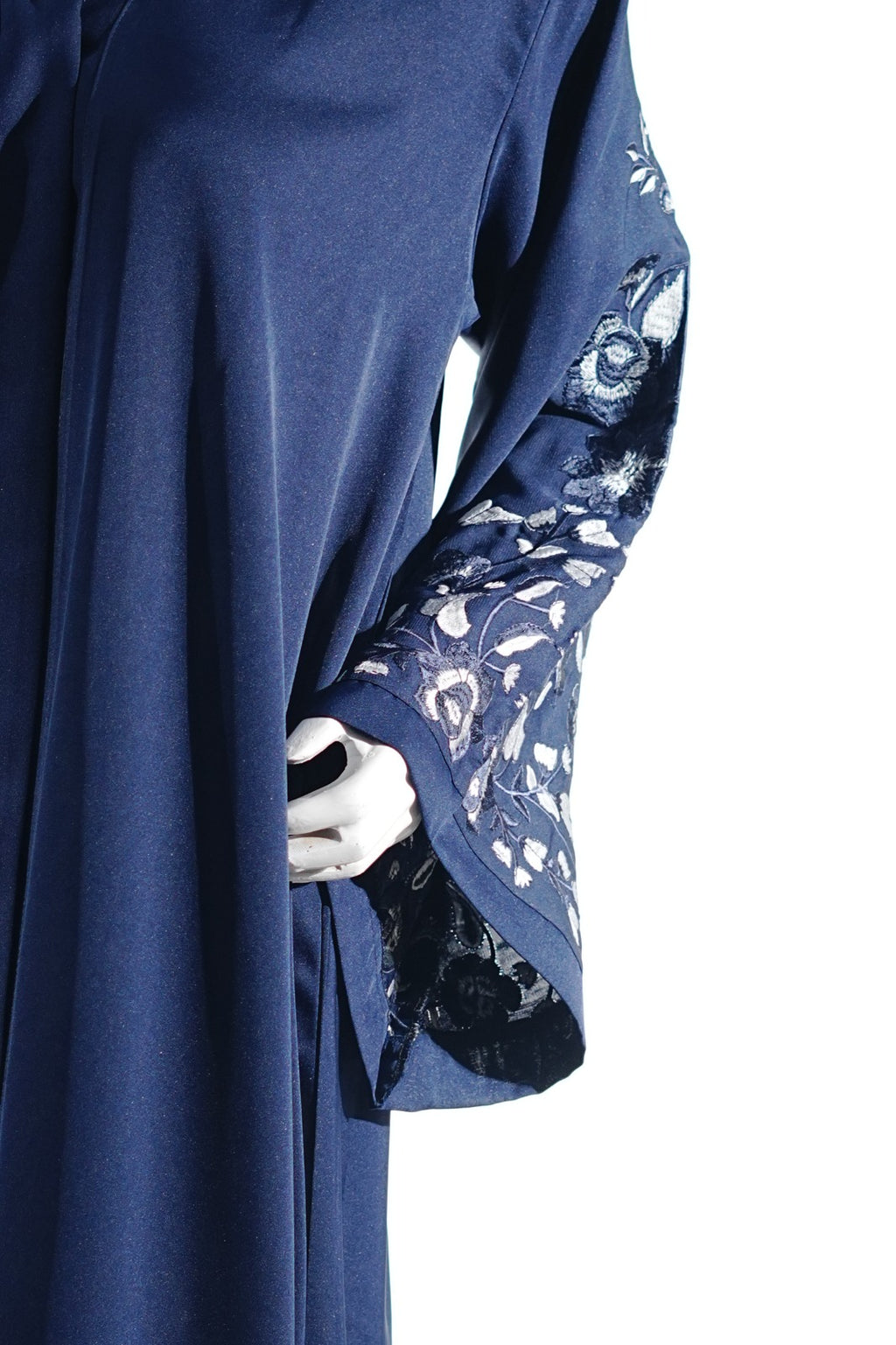 Niddah Fabric - White EMB - Color BLUE