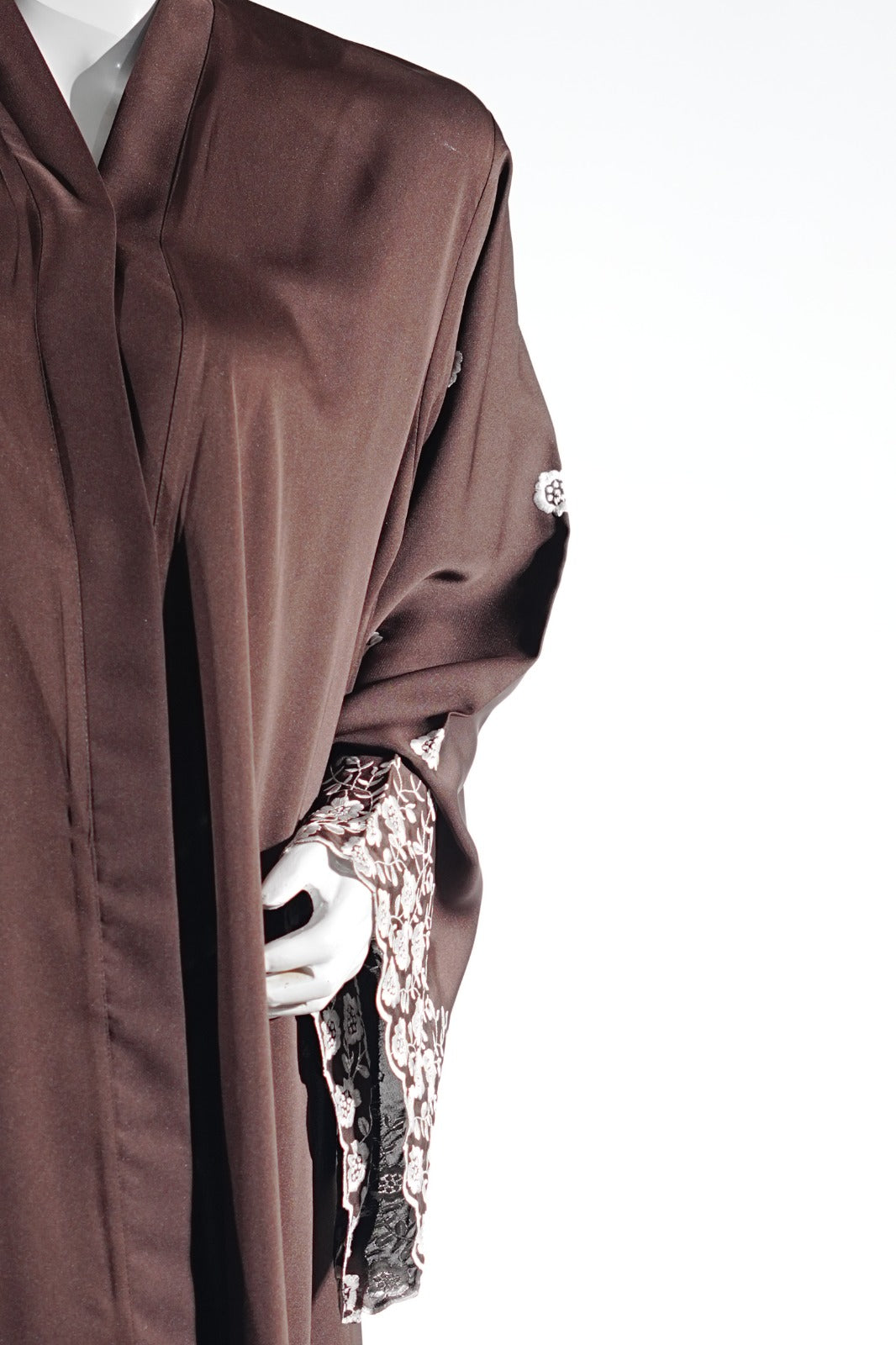 Niddah Fabric - Col Brown - White EMB