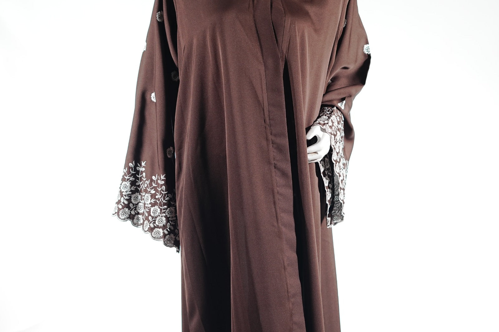 Niddah Fabric - Col Brown - White EMB